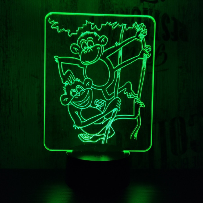 Majmok 7 színű 3D led lámpa