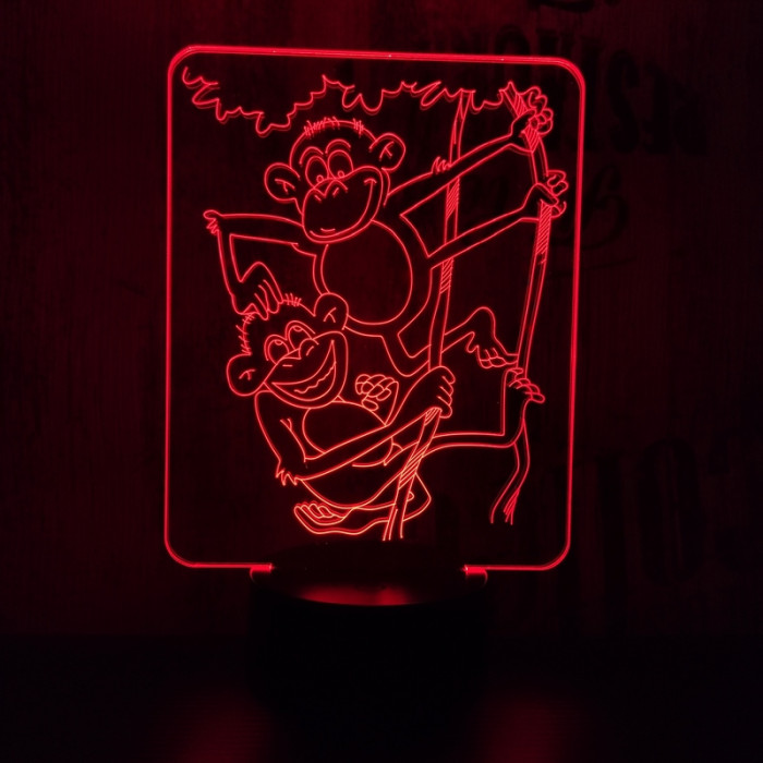 Majmok 7 színű 3D led lámpa