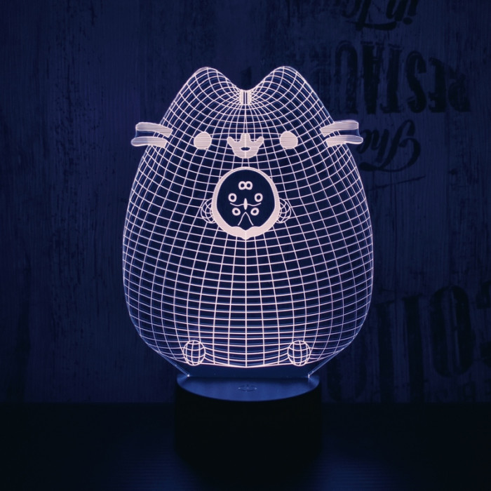 Dagadt macska :) 7 színű 3D led lámpa