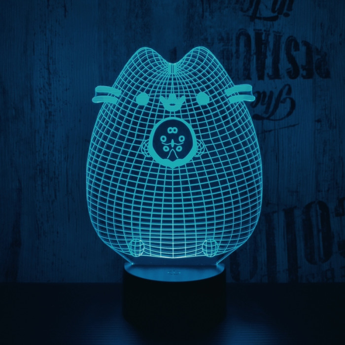 Dagadt macska :) 7 színű 3D led lámpa