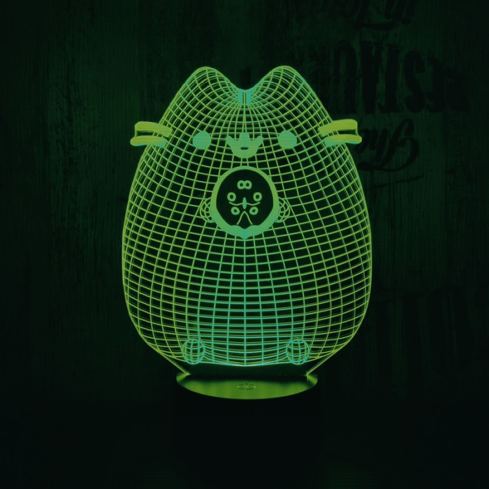 Dagadt macska :) 7 színű 3D led lámpa