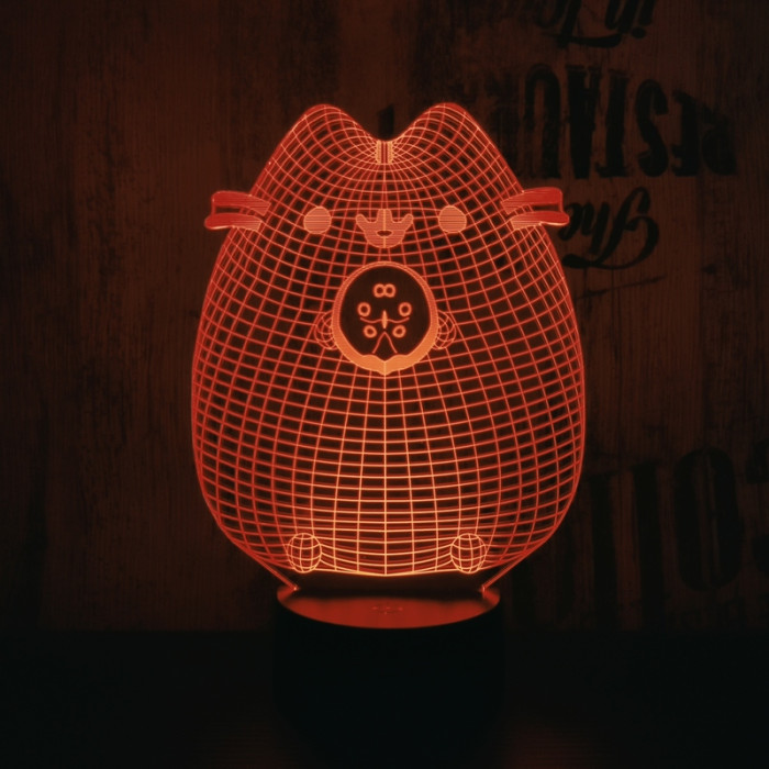 Dagadt macska :) 7 színű 3D led lámpa