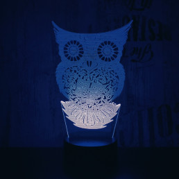 Bagoly 2 7 színű 3D led lámpa