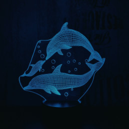 Delfin család 7 színű 3D led lámpa