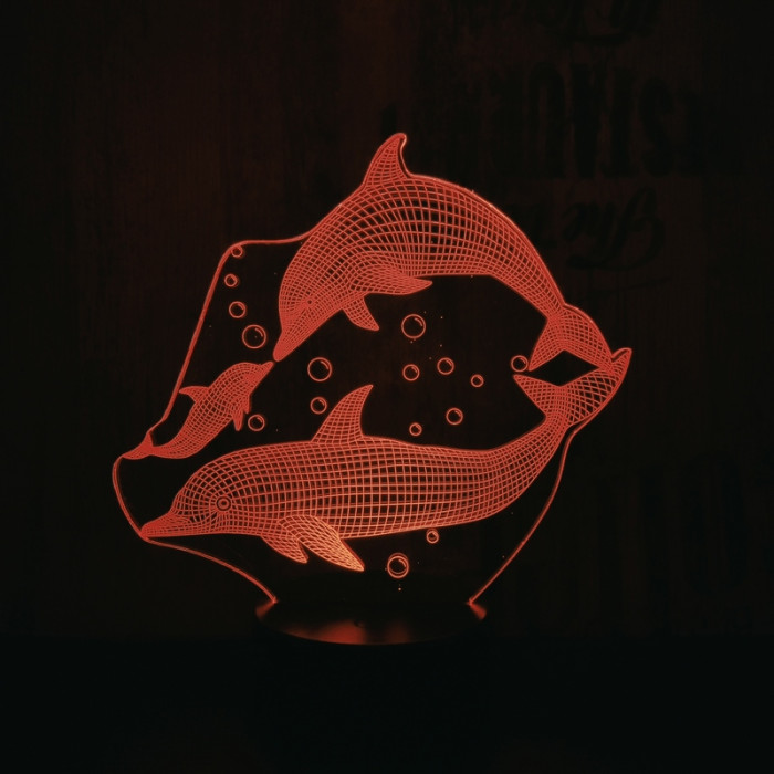 Delfin család 7 színű 3D led lámpa