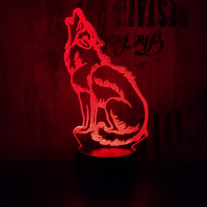 Vonyító farkas 7 színű 3D led lámpa