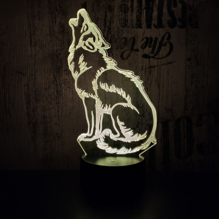 Vonyító farkas 7 színű 3D led lámpa