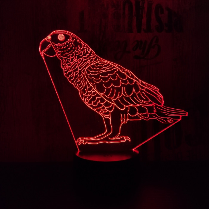 Papagáj  7 színű 3D led lámpa
