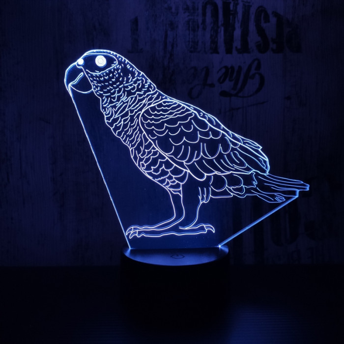 Papagáj  7 színű 3D led lámpa