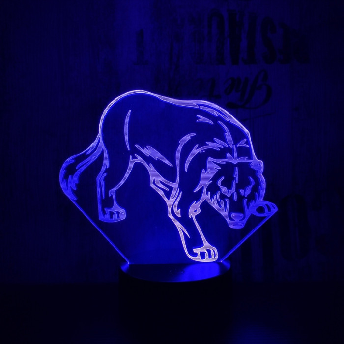 Farkas 7 színű 3D led lámpa