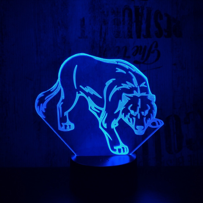 Farkas 7 színű 3D led lámpa