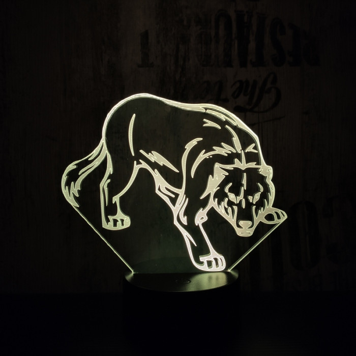 Farkas 7 színű 3D led lámpa