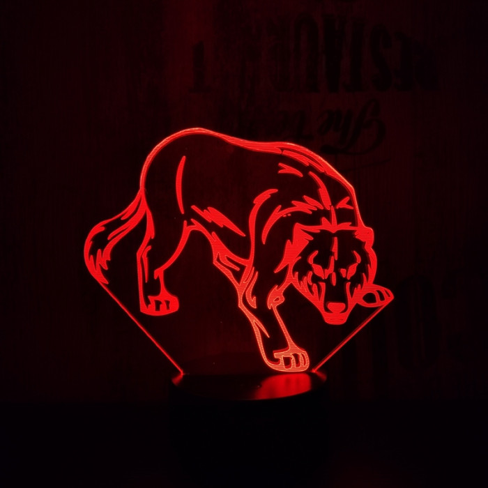 Farkas 7 színű 3D led lámpa