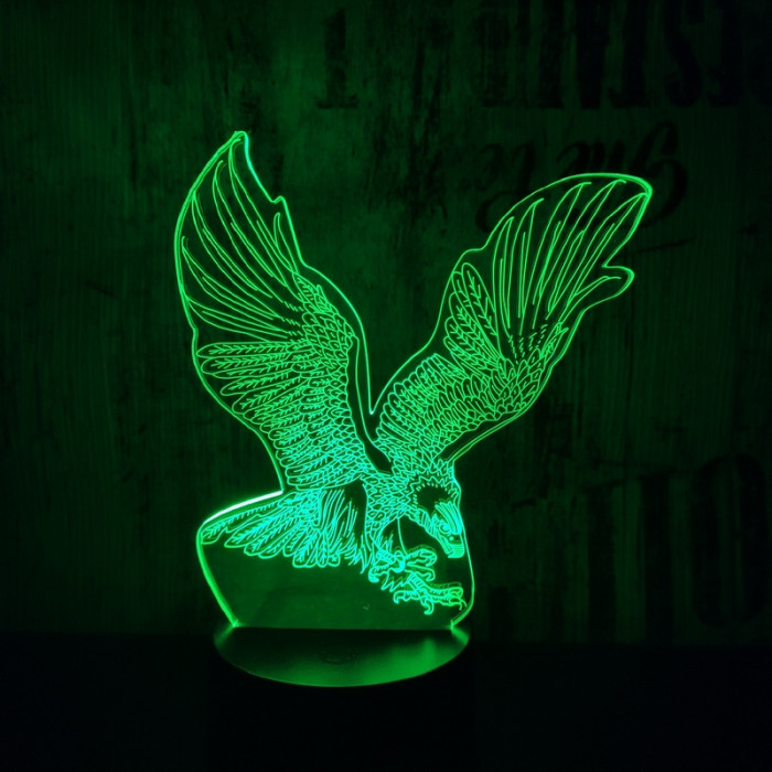Nagy sas  7 színű  3D led lámpa