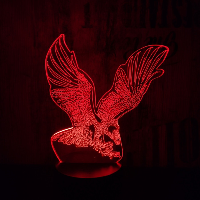 Nagy sas  7 színű  3D led lámpa