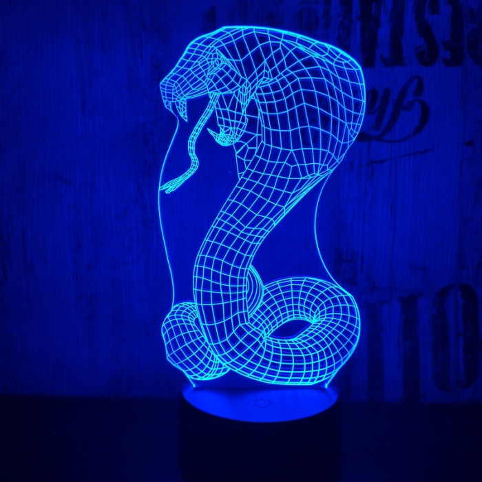 Kobra 7 színű 3D led lámpa