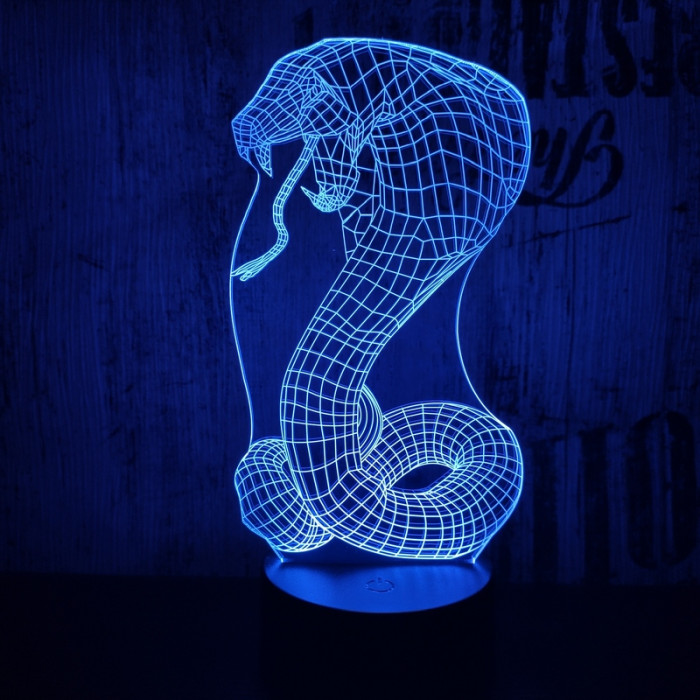 Kobra 7 színű 3D led lámpa