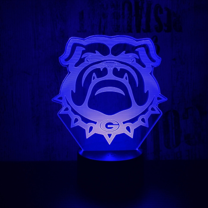 Buldog fej 2 7 színű 3D led lámpa