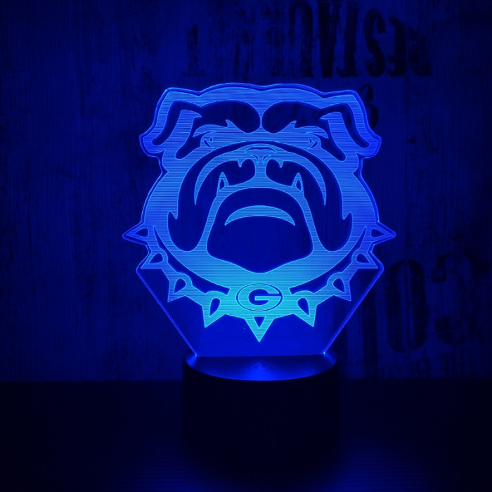 Buldog fej 2 7 színű 3D led lámpa