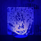 Tigris fej 7 színű 3D led lámpa