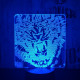 Tigris fej 7 színű 3D led lámpa