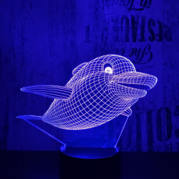 Mosolygós delfin  7 színű  3D led lámpa
