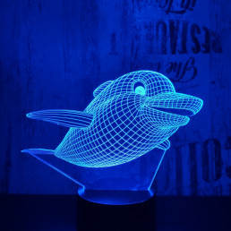 Mosolygós delfin  7 színű  3D led lámpa