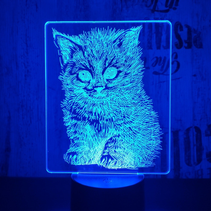 Cica 7 színű 3D led lámpa