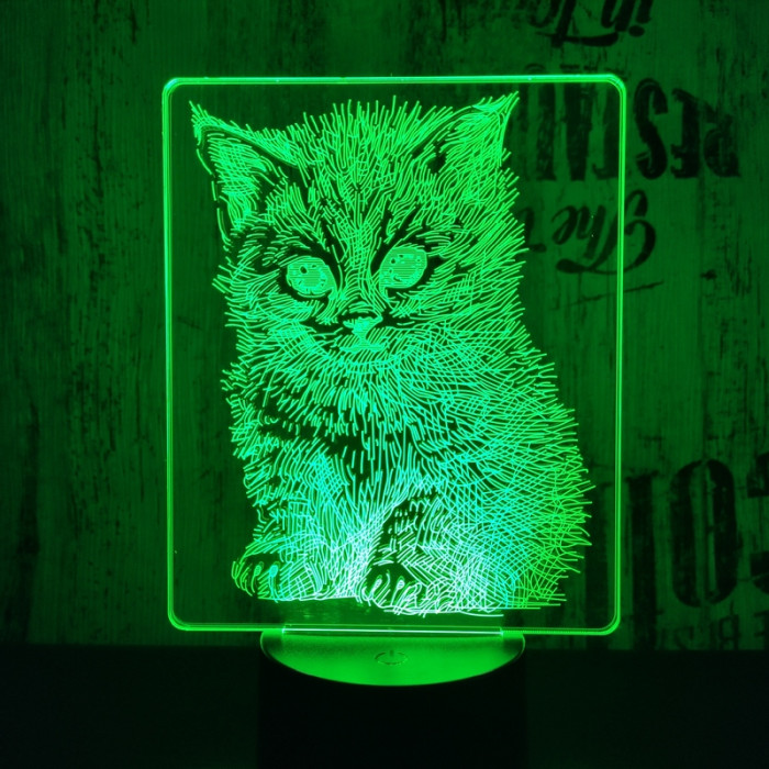 Cica 7 színű 3D led lámpa