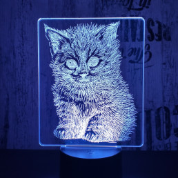 Cica 7 színű 3D led lámpa