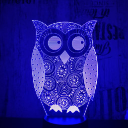 Bagoly 7 színű 3D led lámpa