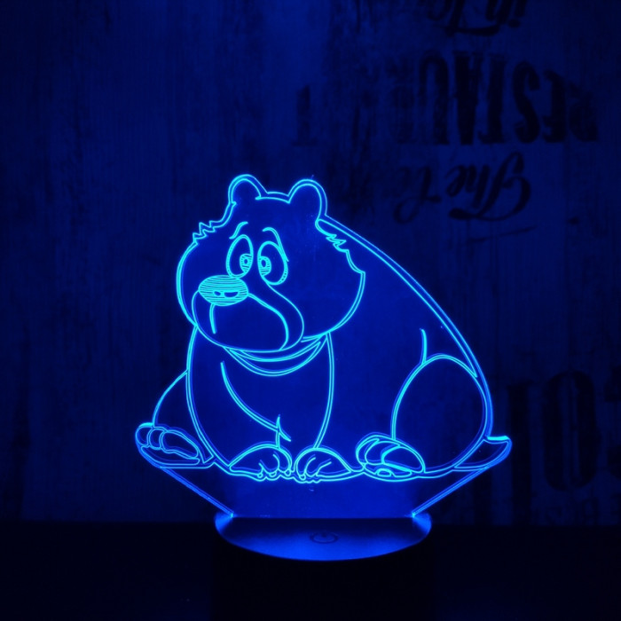 Ülő medve 7 színű 3D led lámpa