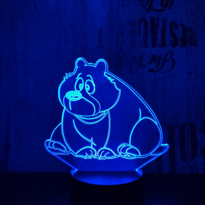 Ülő medve 7 színű 3D led lámpa