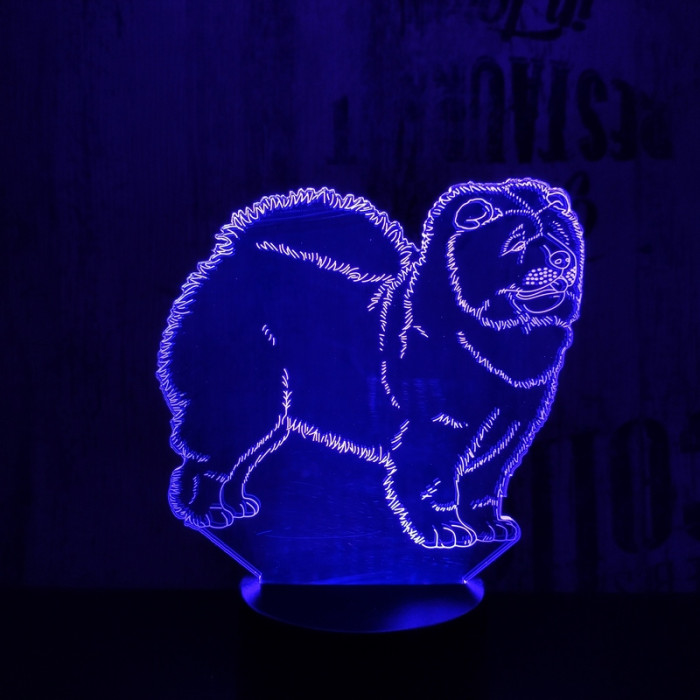 Csau csau kutya 7 színű 3D led lámpa