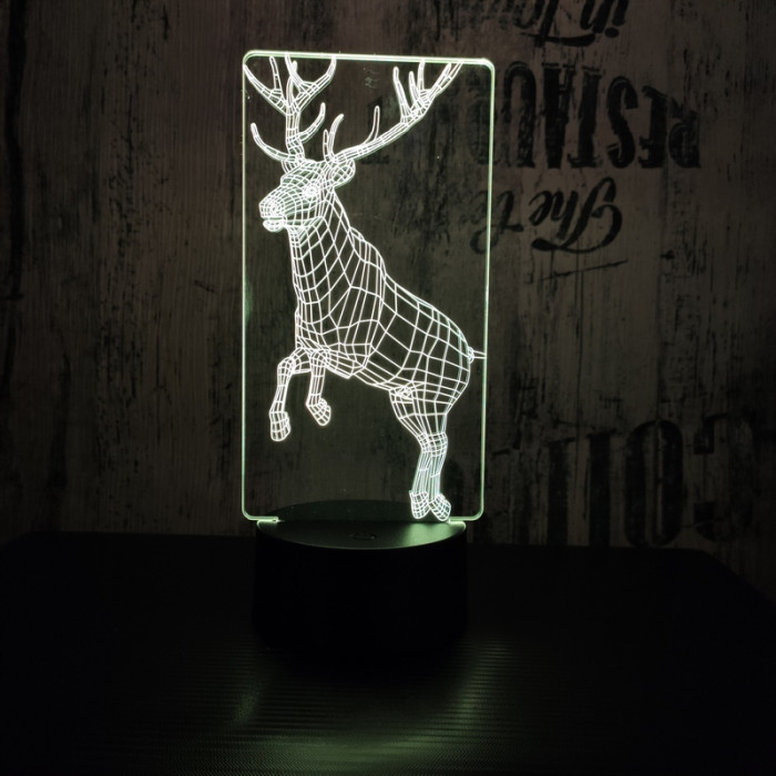 Ugró szarvas 7 színű 3D led lámpa