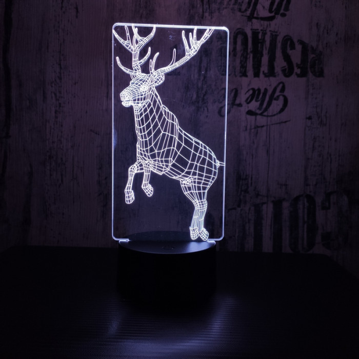Ugró szarvas 7 színű 3D led lámpa