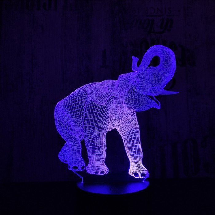 Elefánt 3 7 színű 3D led lámpa