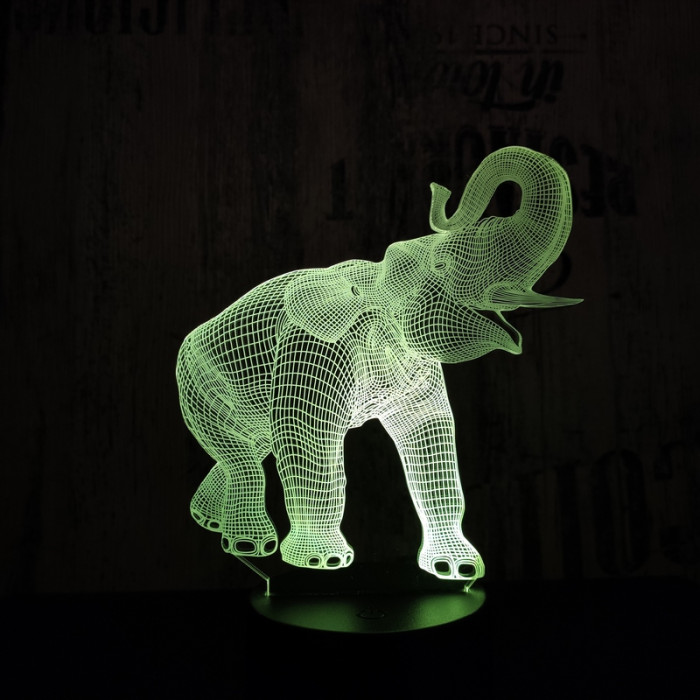 Elefánt 3 7 színű 3D led lámpa