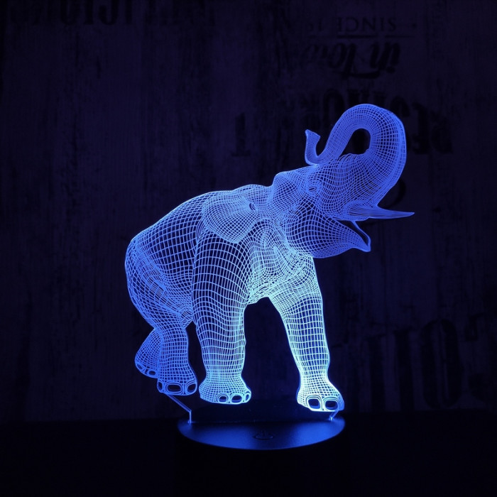 Elefánt 3 7 színű 3D led lámpa