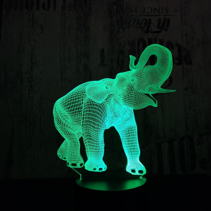 Elefánt 3 7 színű 3D led lámpa