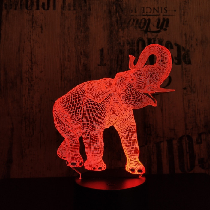 Elefánt 3 7 színű 3D led lámpa
