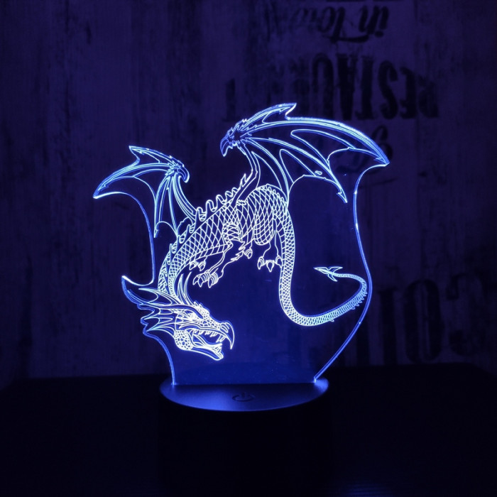 Sárkány 2 7 színű 3D led lámpa