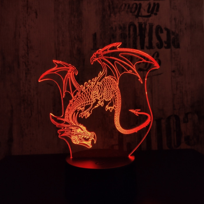 Sárkány 2 7 színű 3D led lámpa
