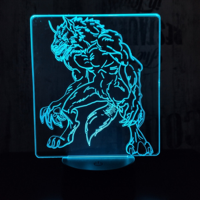 Farkasember 7 színű 3D led lámpa