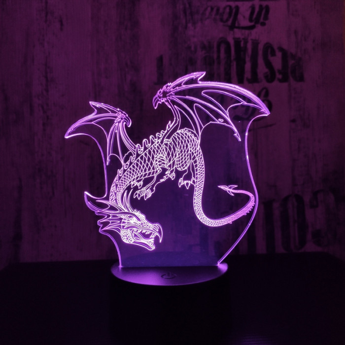 Sárkány 2 7 színű 3D led lámpa
