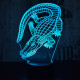 Krokodil 7 színű 3D  led lámpa