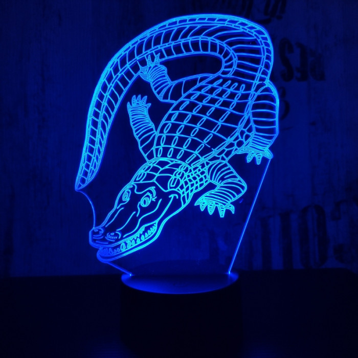 Krokodil 7 színű 3D  led lámpa