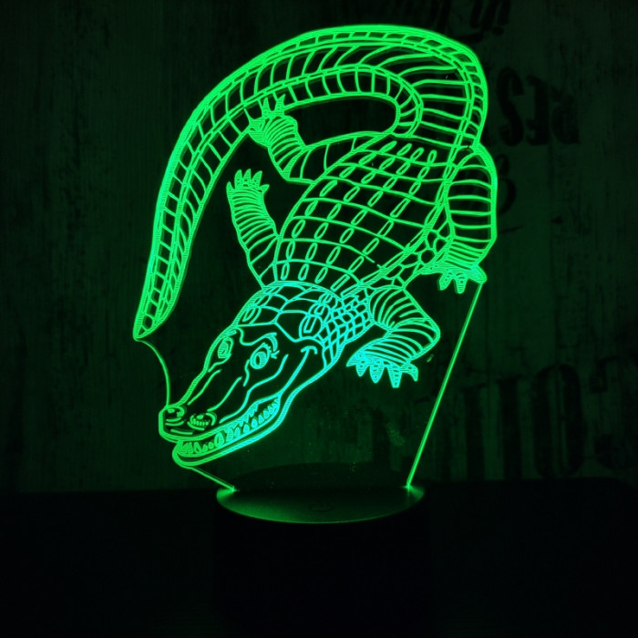 Krokodil 7 színű 3D  led lámpa
