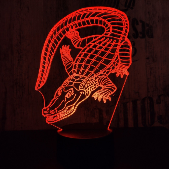 Krokodil 7 színű 3D  led lámpa