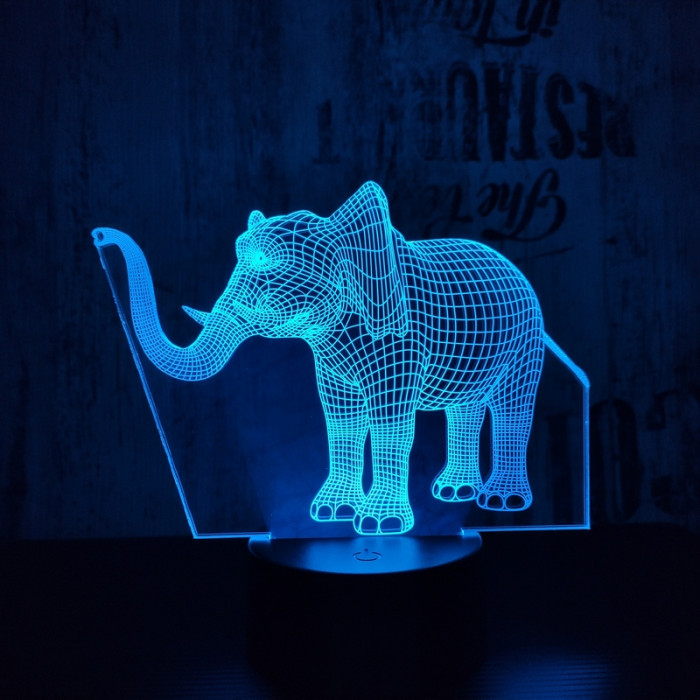 Elefánt 2 7 színű 3D led lámpa